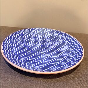 Blue and White Chevron Plate